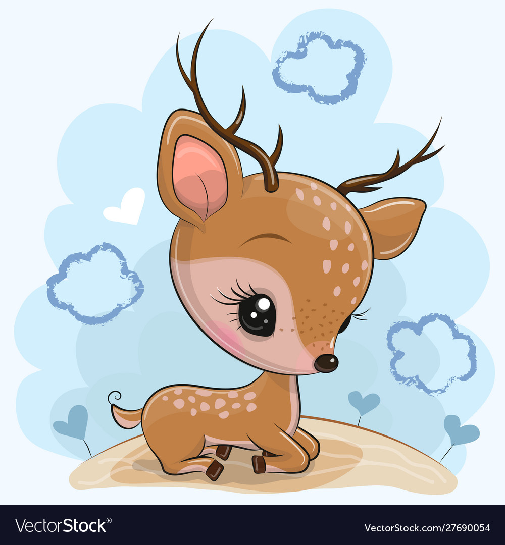 Cartoon Baby Deer On Meadow Royalty Free Vector Image