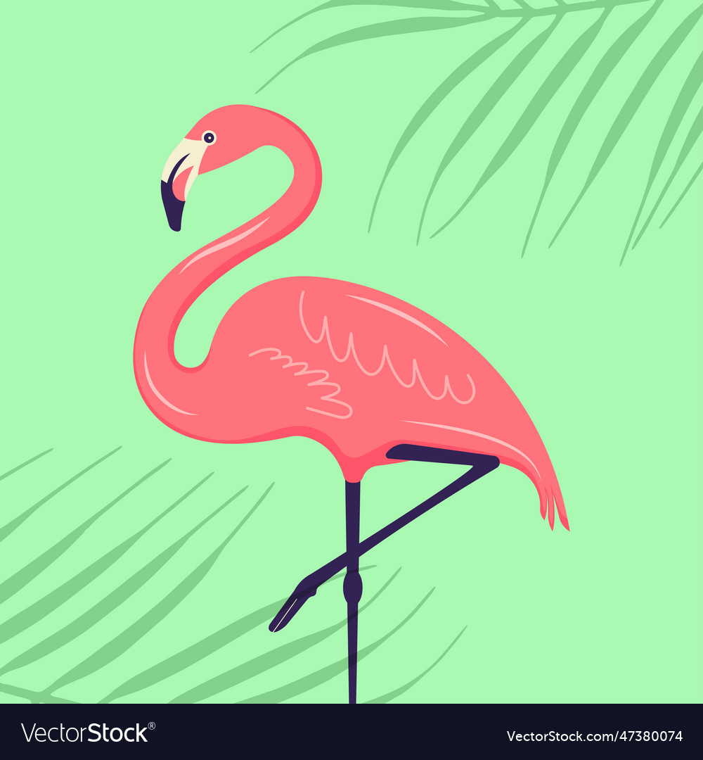 Pink Flamingo Standing On One Leg Royalty Free Vector Image