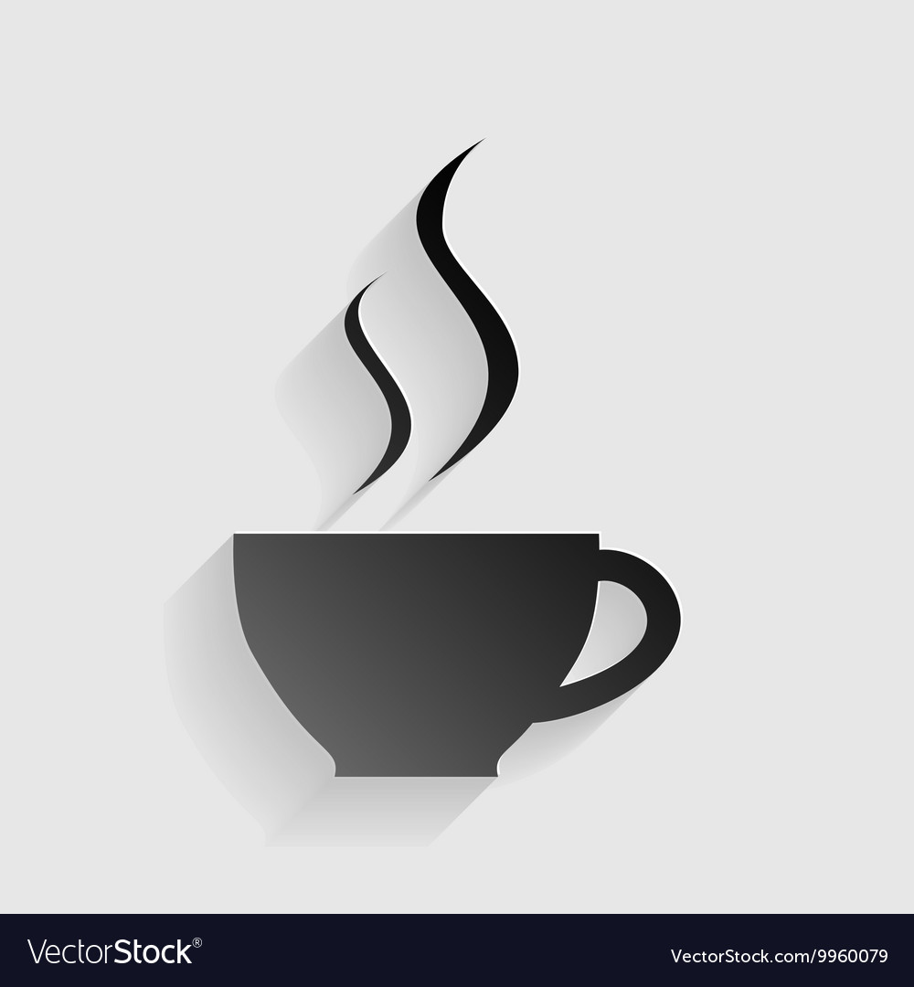 Cup Of Coffee Sign Black Paper With Shadow Vector Image