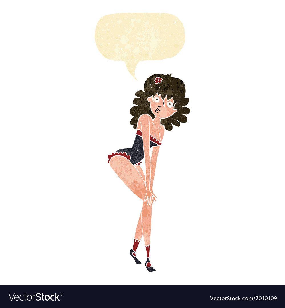 Cartoon Woman In Lingerie With Speech Bubble Vector Image