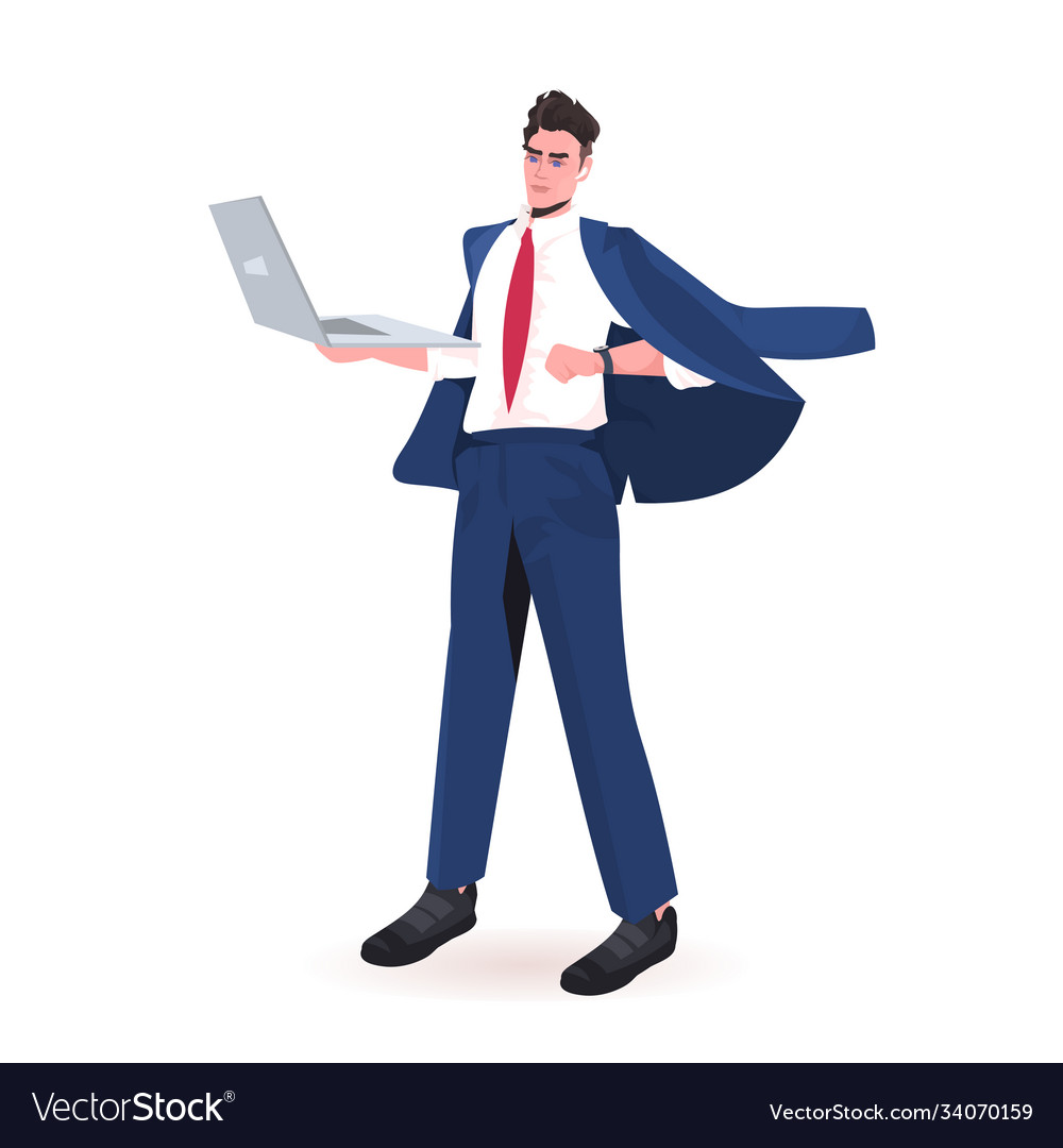 Businessman Using Laptop Business Man In Formal Vector Image