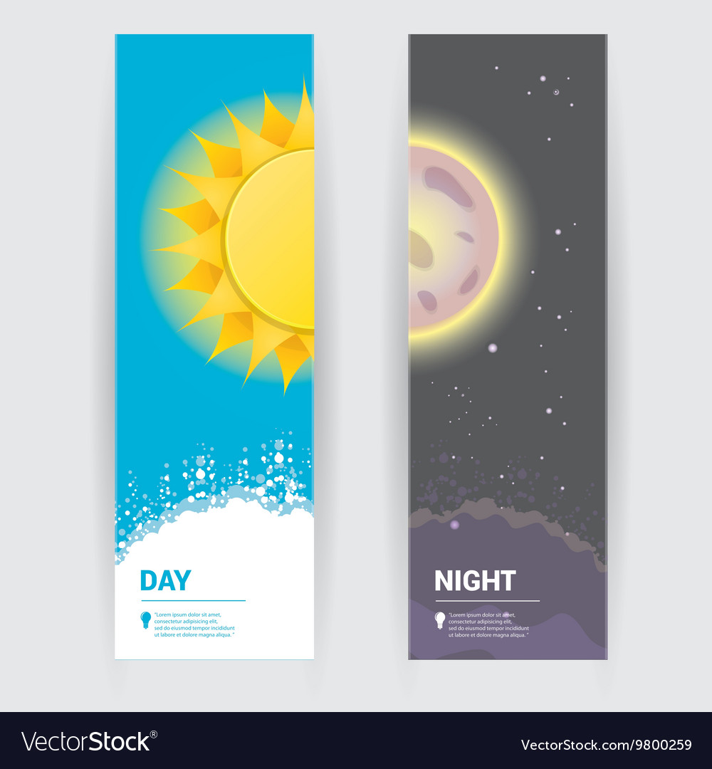 Sun And Moon In Sky Day And Night Royalty Free Vector Image