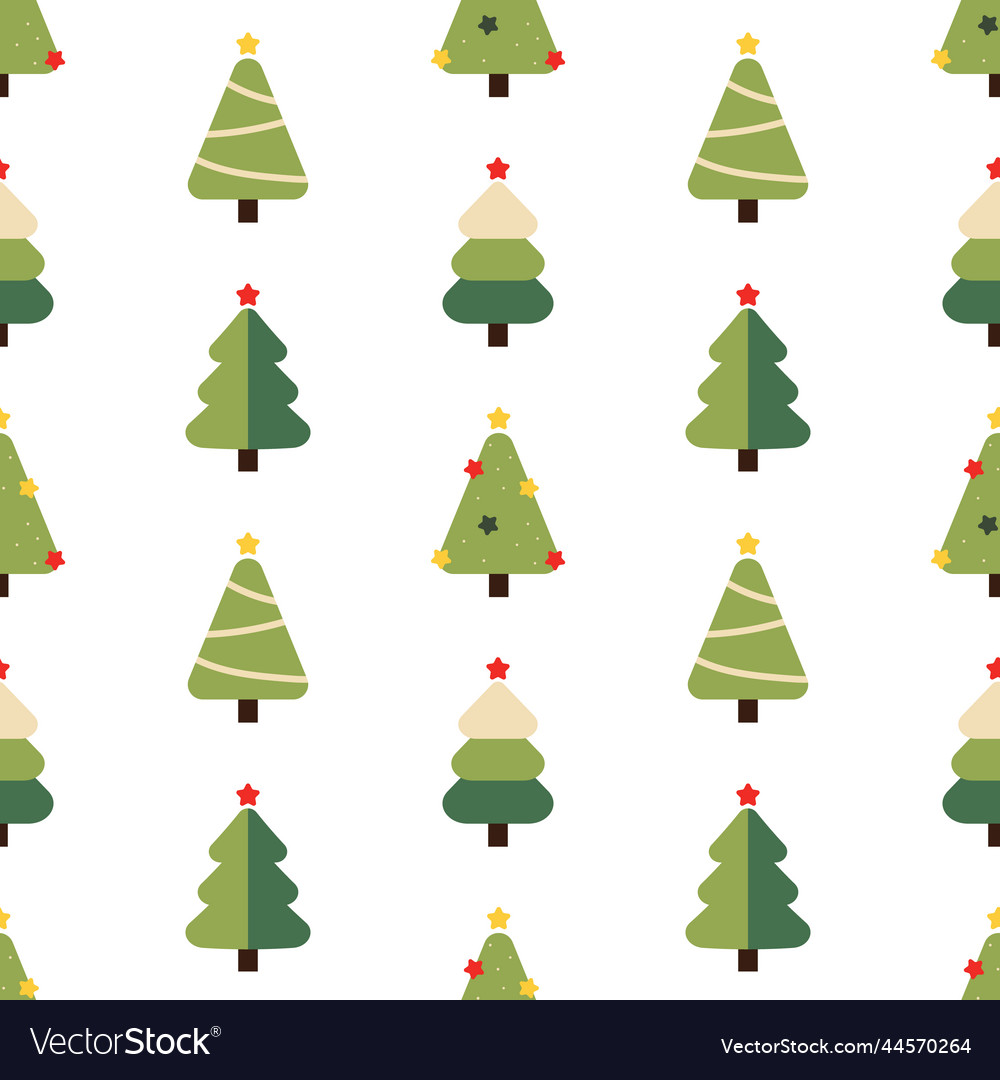 Decorated Christmas Trees Seamless Pattern Vector Image