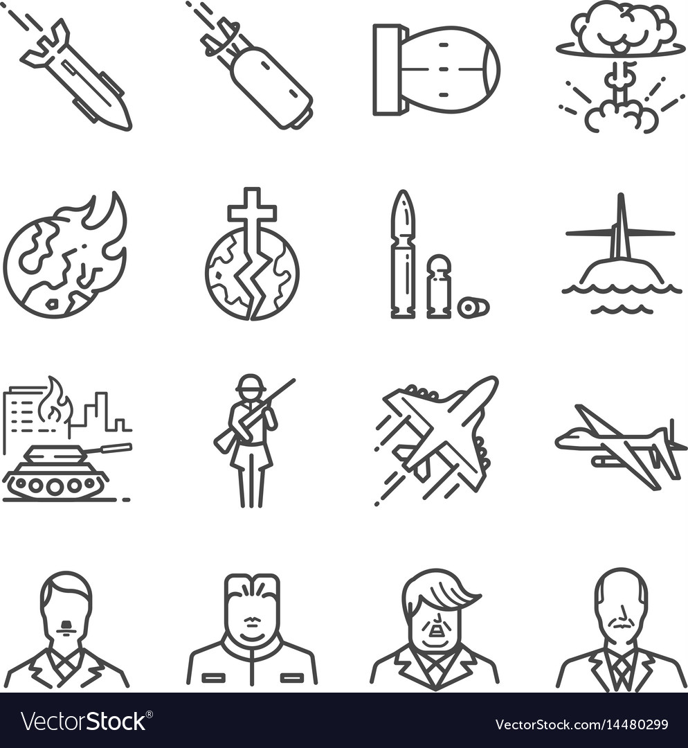 World War Icon Set Royalty Free Vector Image Vectorstock