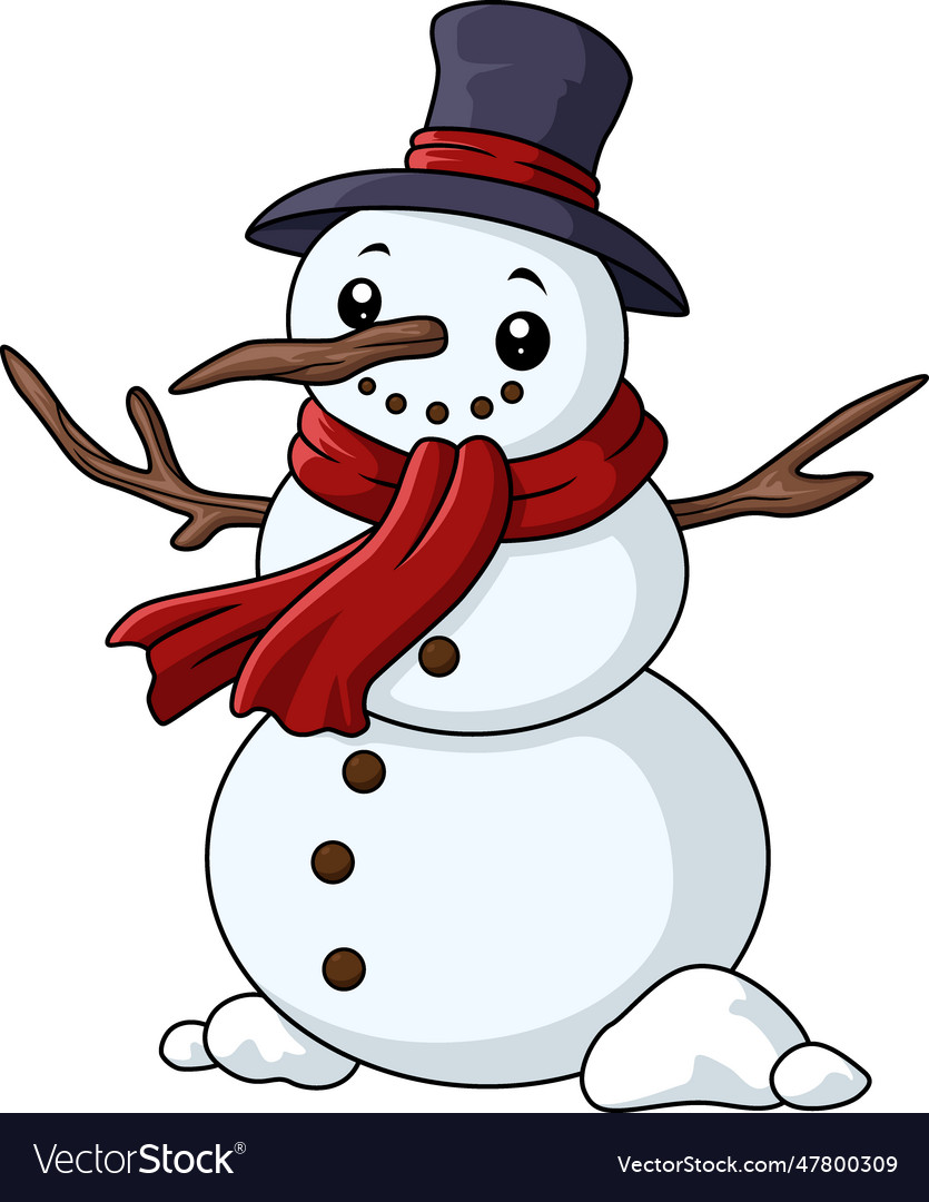 Cute Snowman Wearing A Hat And Scarf Royalty Free Vector