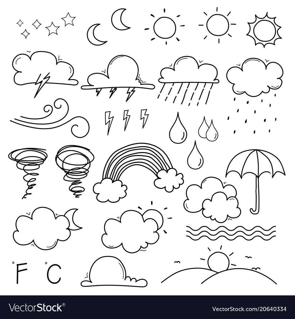 Weather Doodle Set Royalty Free Vector Image VectorStock