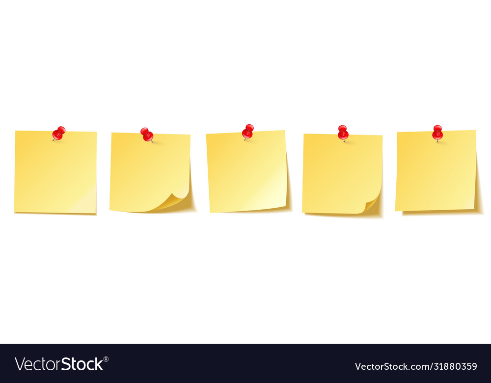 Realistic Blank Sticky Notes Isolated On White Vector Image