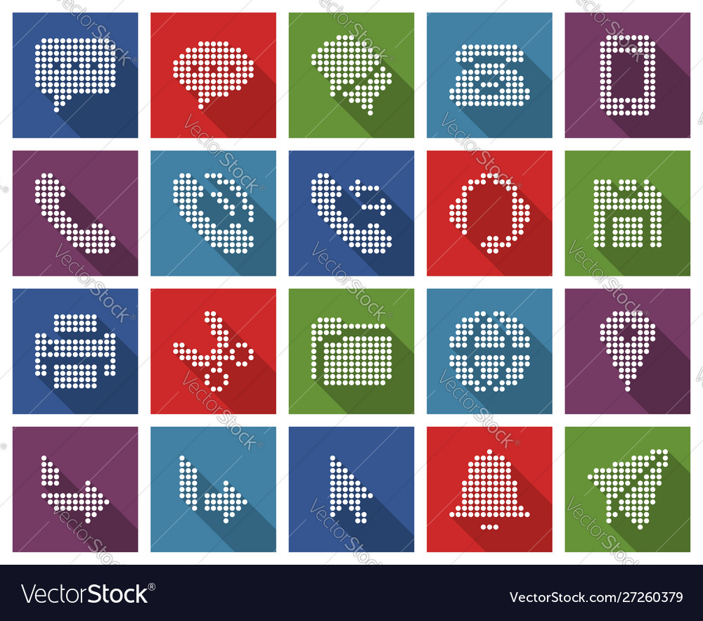 Collection Square Dotted Icons User Interface Vector Image