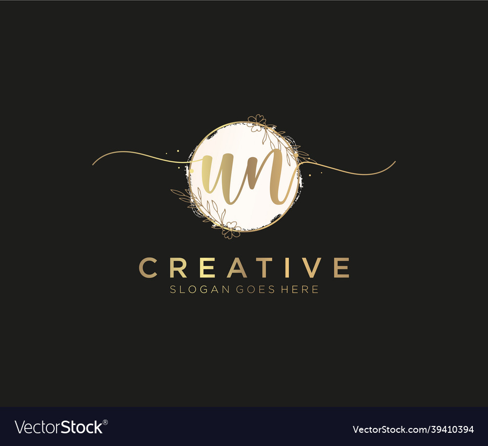 Initial Un Feminine Logo Beauty Monogram Vector Image