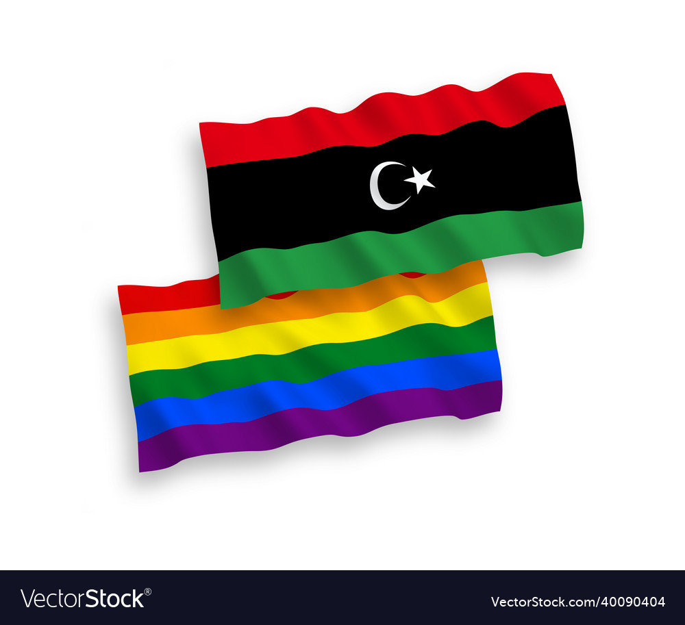 Flags Of Rainbow Gay Pride And Libya On A White Vector Image