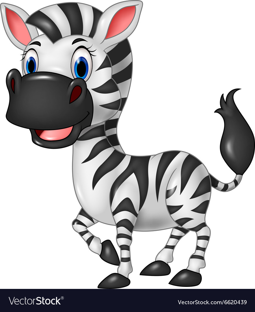 Cartoon Funny Zebra Posing Isolated Royalty Free Vector