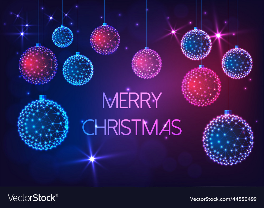 Merry Christmas Greeting Card With Futuristic Vector Image