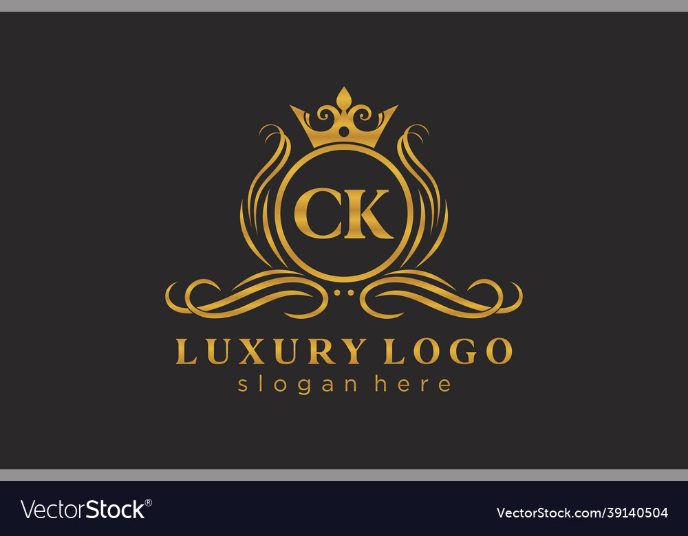 Initial Ck Letter Royal Luxury Logo Template Vector Image