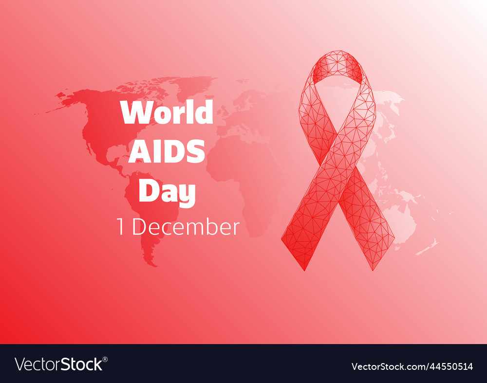 World Aids Day Banner Template With Red Low Vector Image