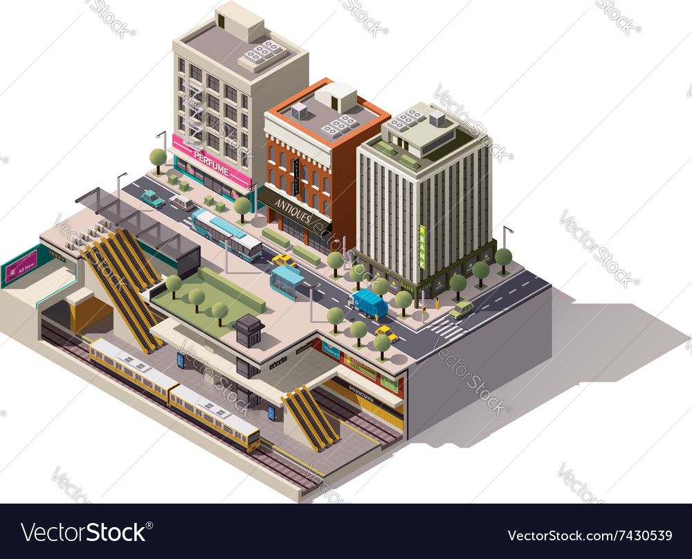 Isometric Subway Station Cross Section Royalty Free Vector