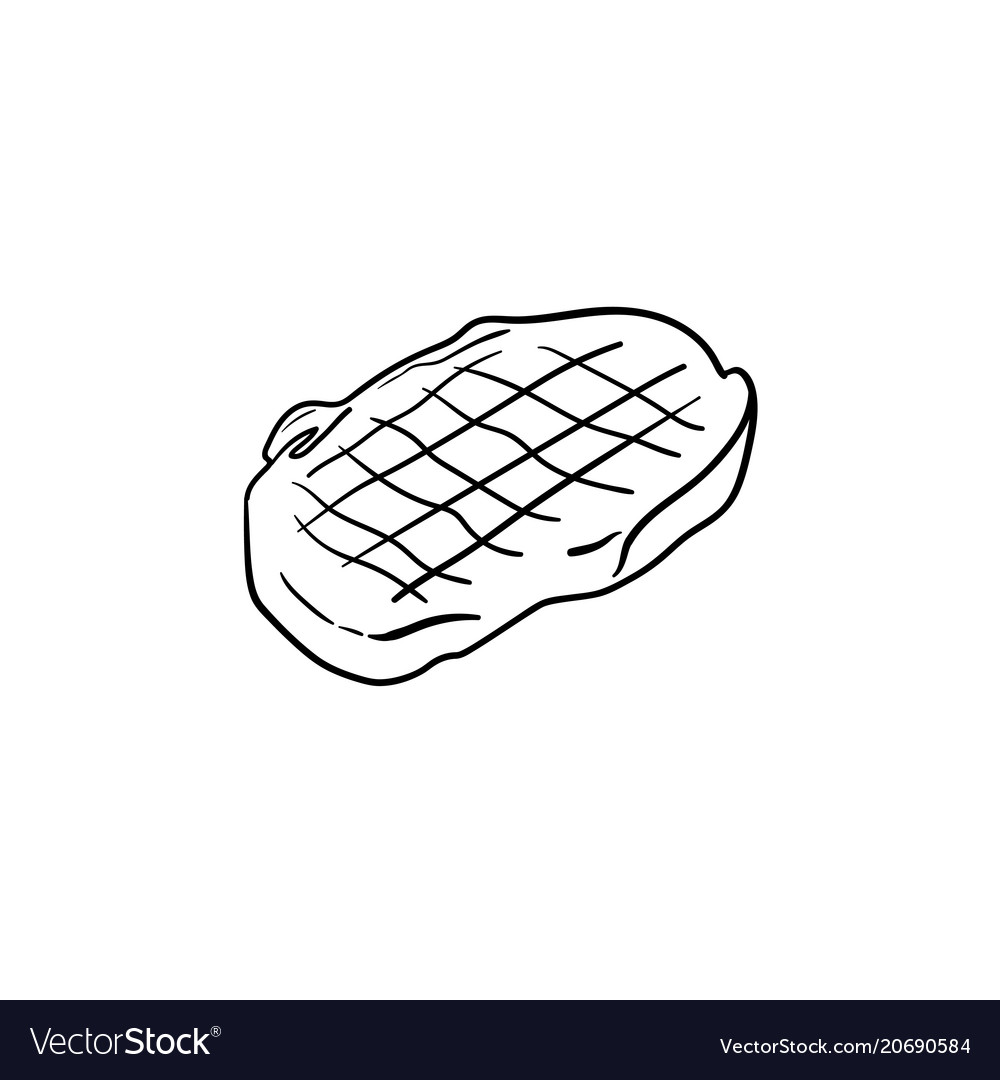 Beef Steak With Smoke Hand Drawn Sketch Icon Vector Image