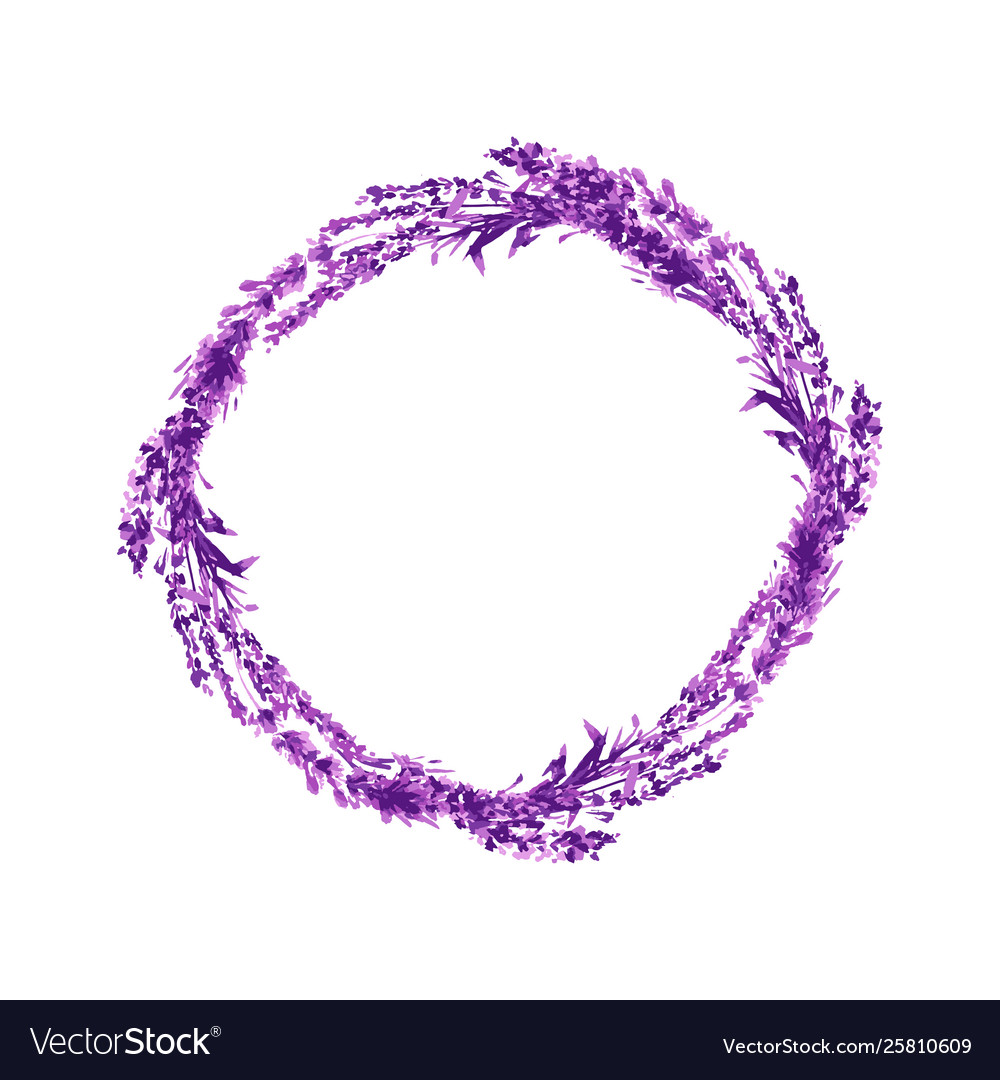 Lavender Flower Wreath Watercolor Royalty Free Vector Image