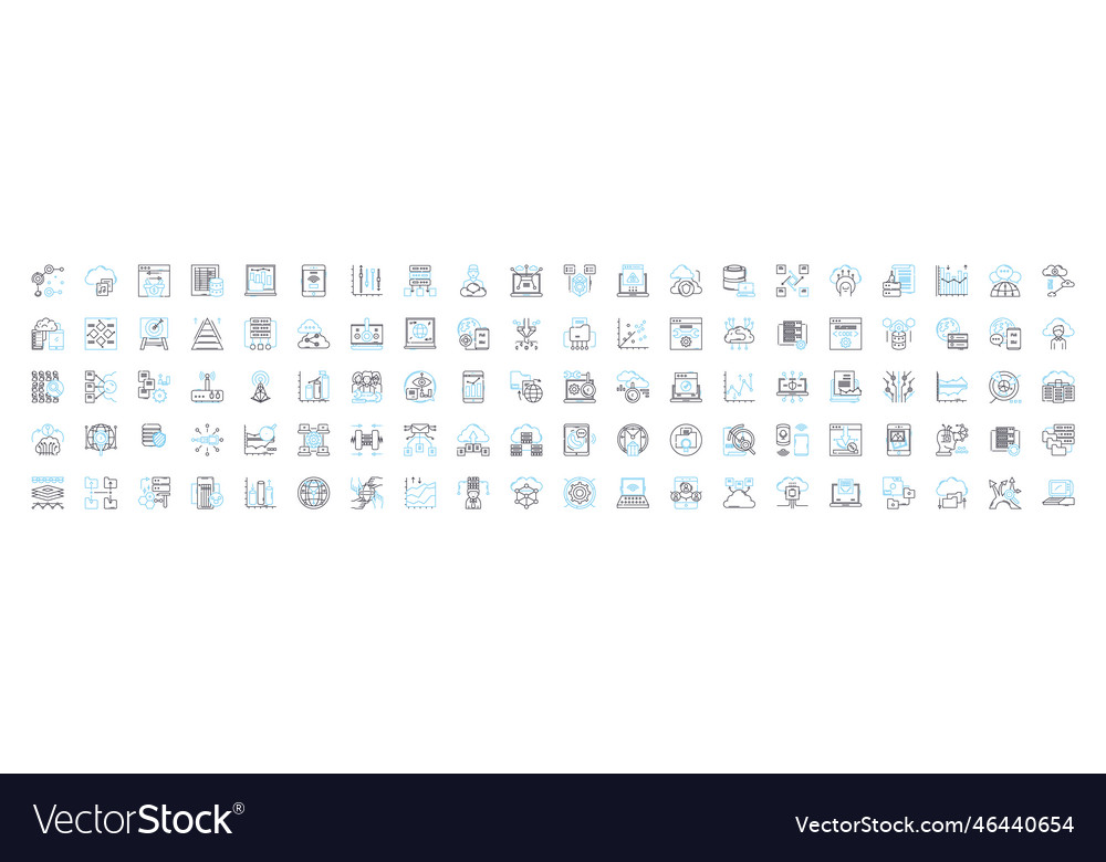 Networking Database Line Icons Set Network Vector Image