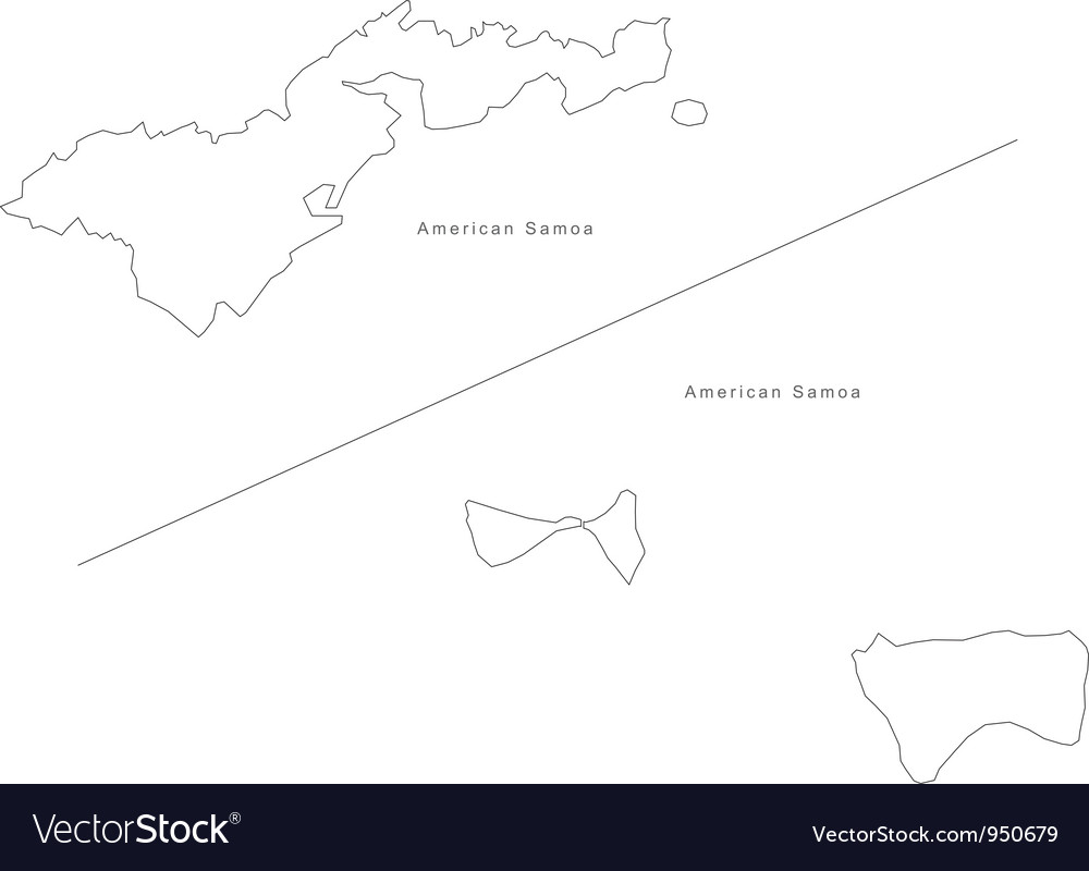 Black White American Samoa Outline Map Royalty Free Vector