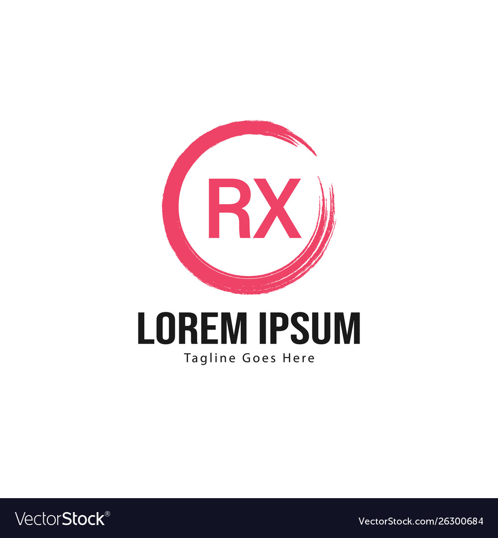 Initial Rx Logo Template With Modern Frame Vector Image