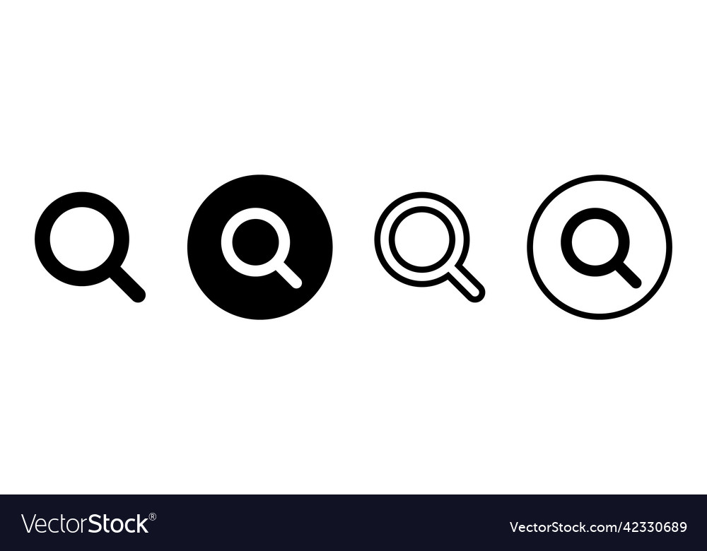 Magnifying Glass Silhouette Icon Set Royalty Free Vector