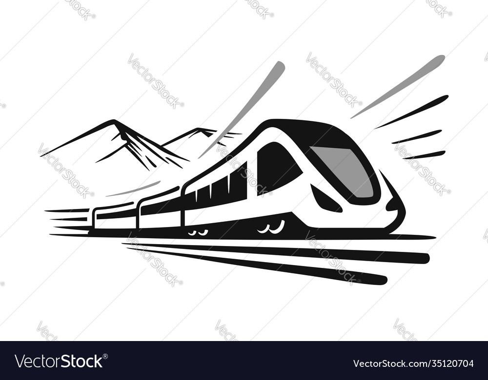 Modern High Speed Train Emblem Royalty Free Vector Image