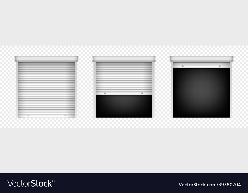 Set Of Roller Shutter Gate Open And Closed Vector Image