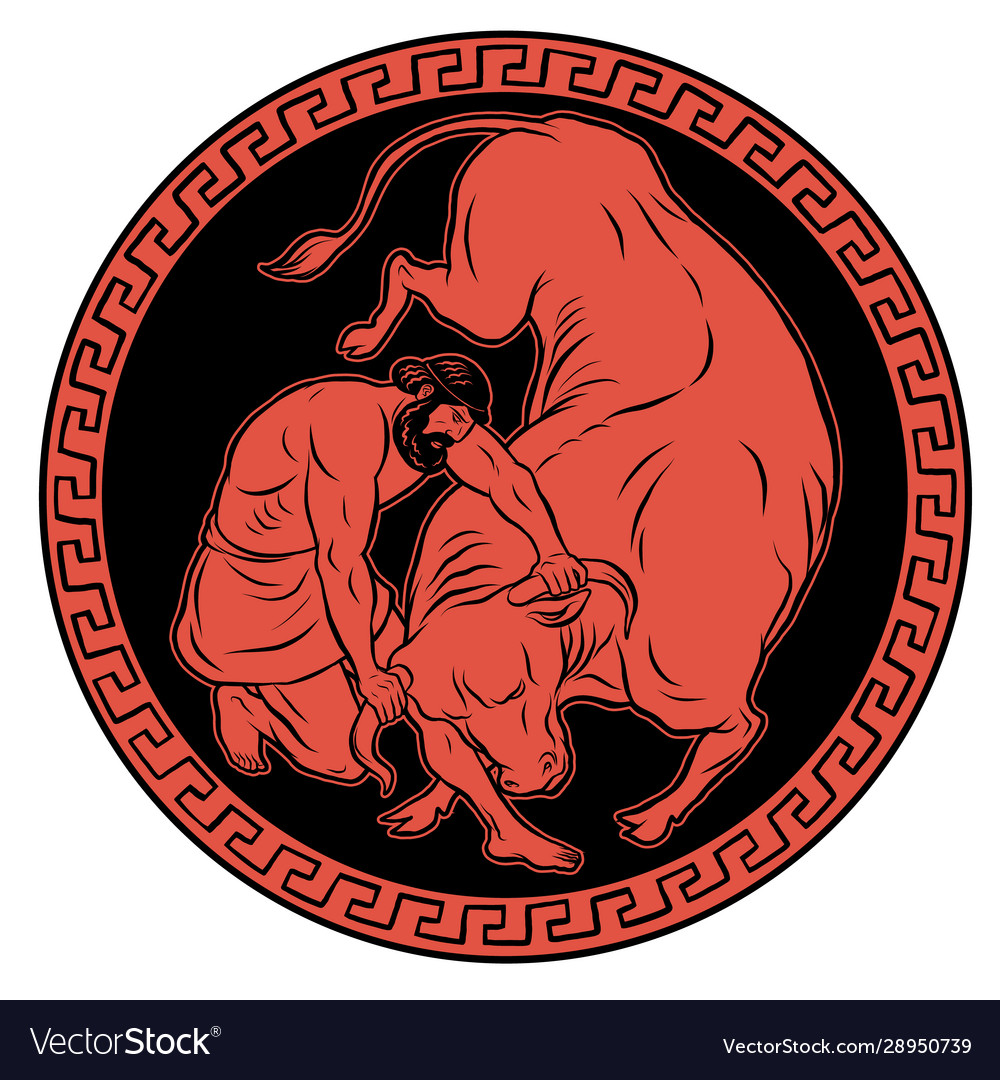 Cretan Bull 12 Labours Hercules Heracles Vector Image