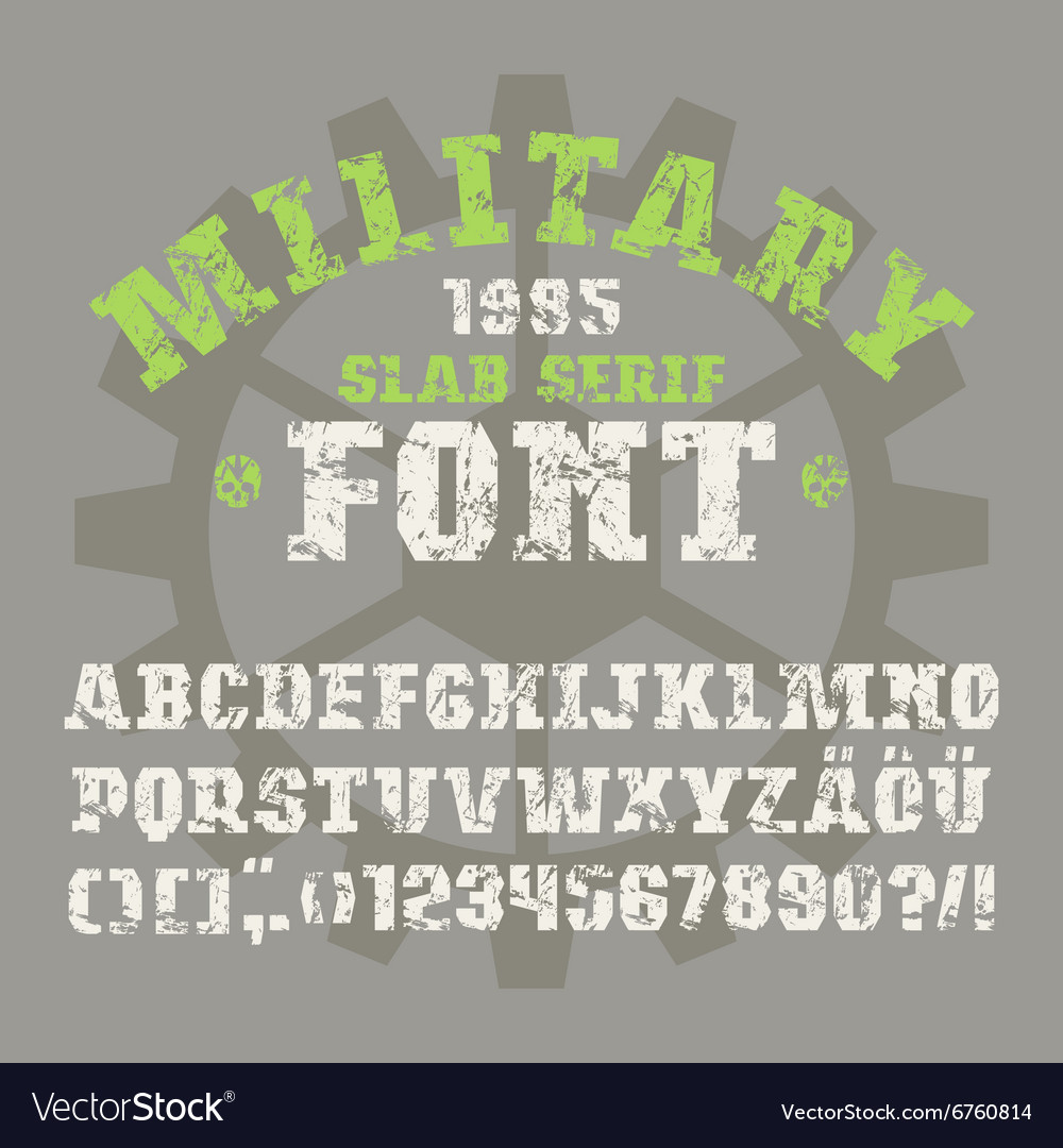 Slab Serif Font In Military Style Royalty Free Vector Image