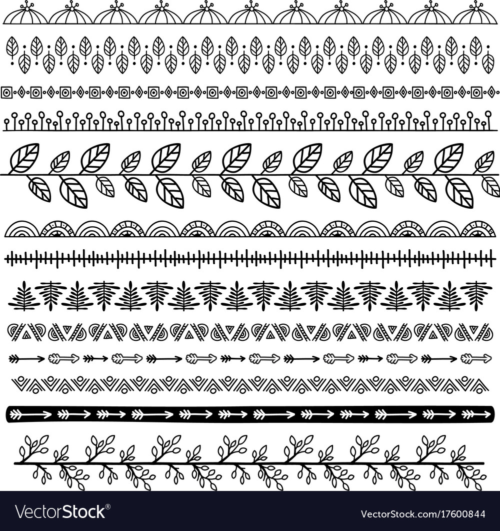 Set Doodle Borders Royalty Free Vector Image Vectorstock