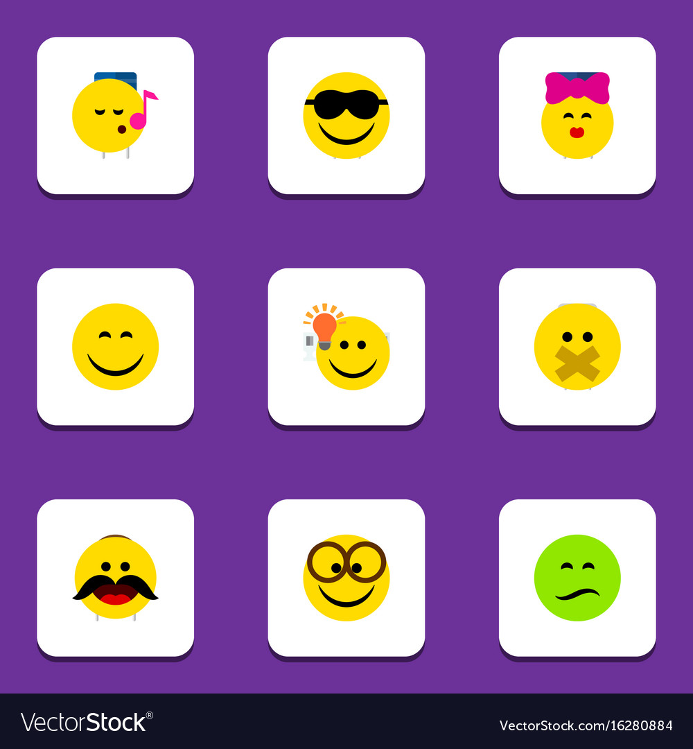 Flat Icon Face Set Of Pleasant Caress Have Vector Image