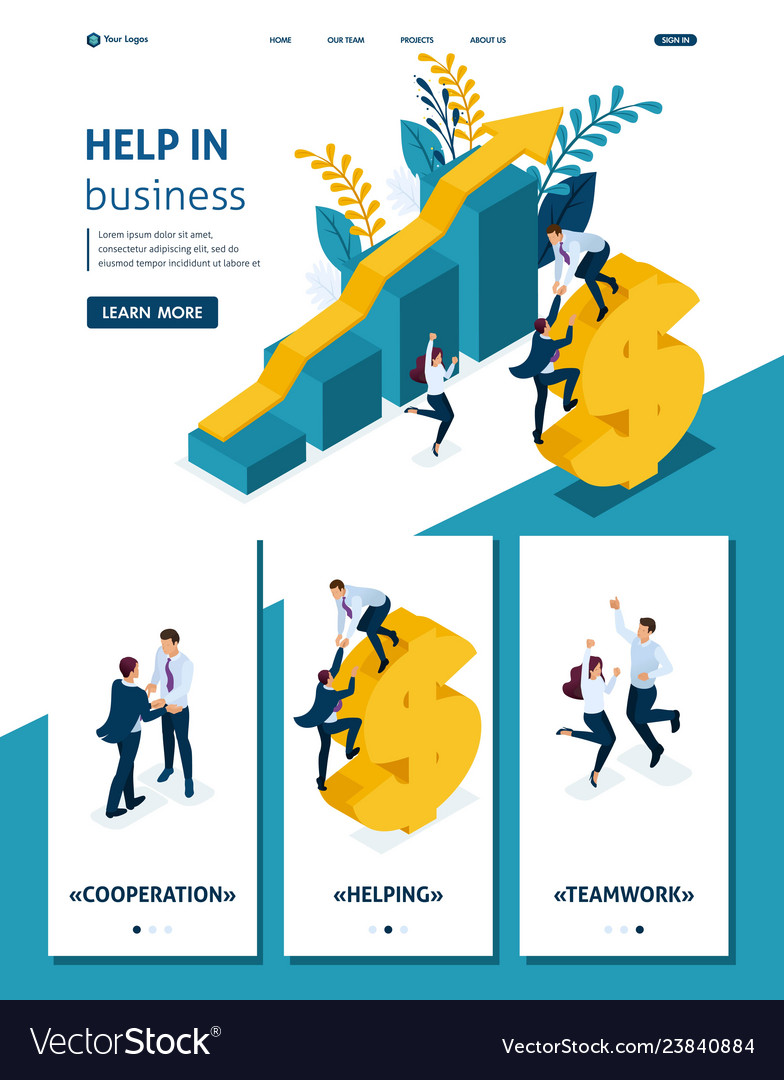 Isometric Leadership Qalities Landing Page Vector Image