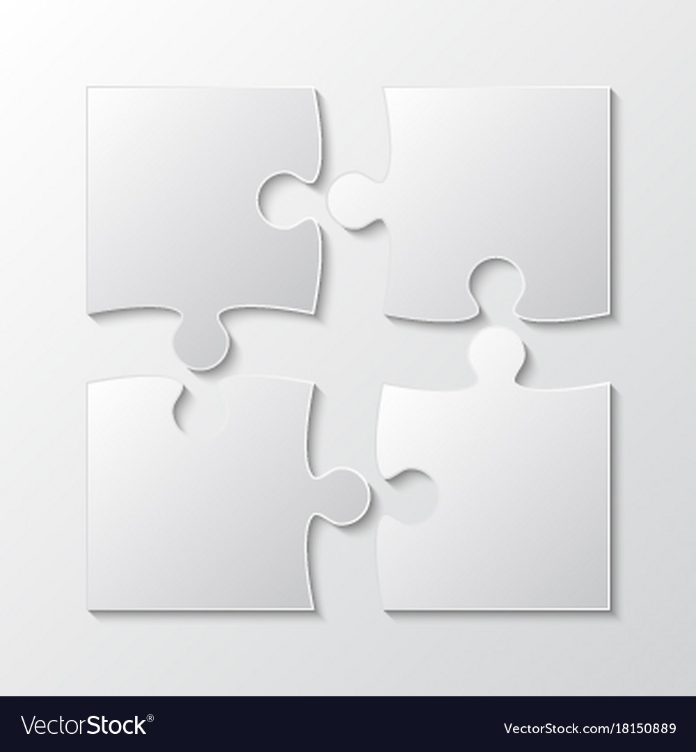 Four White Piece Jigsaw Puzzle Section Royalty Free Vector