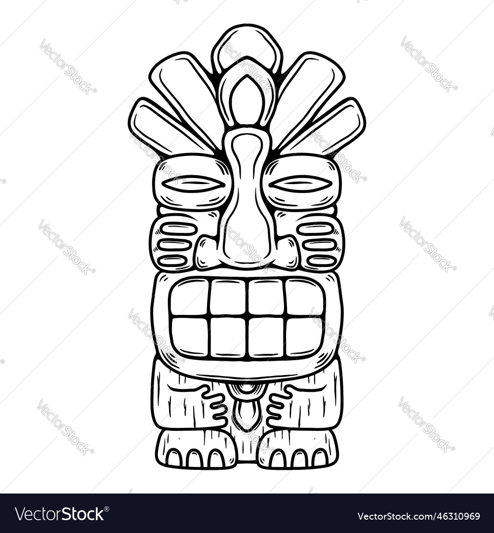 Traditional Polynesian Tiki Idol Of Tribal Vector Image