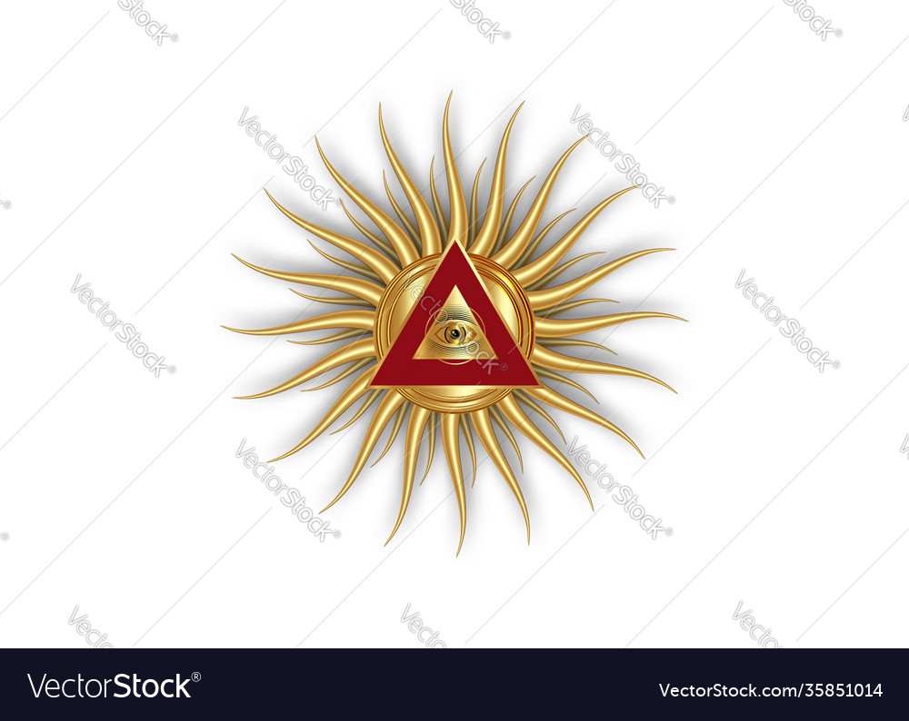 Sacred Masonic Symbol Gold All Seeing Eye Logo Vector Image