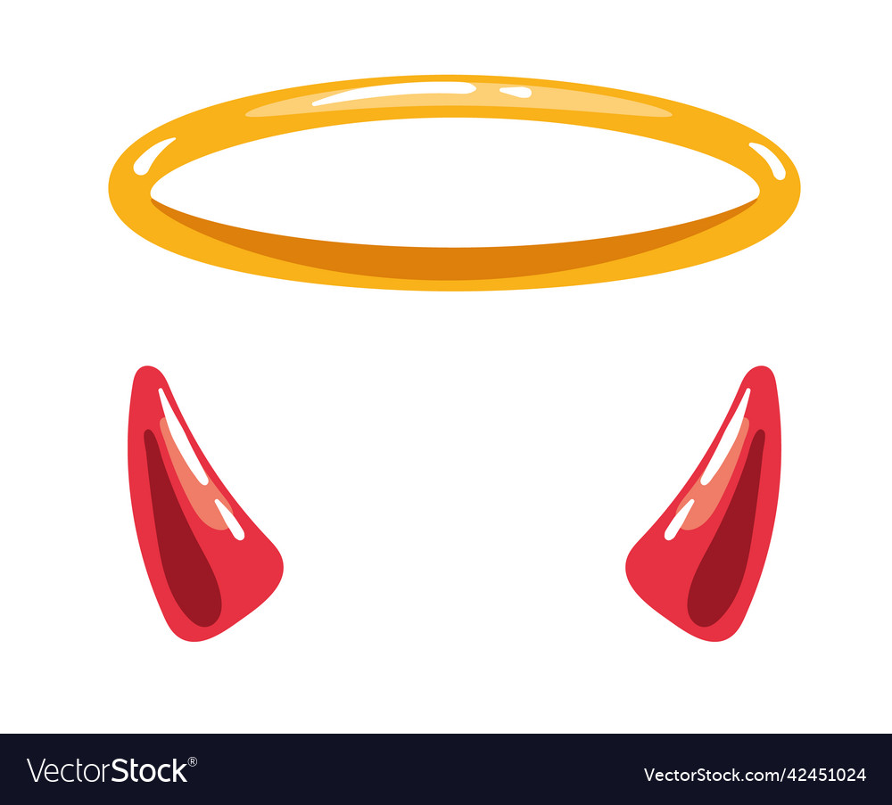 Halo And Horns Design Elements Isolated Set Vector Image