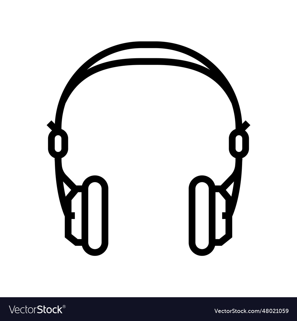 Retro Headphones Line Icon Royalty Free Vector Image