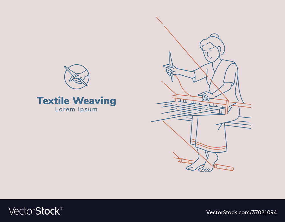 Hand Woven Weaving Line Art Royalty Free Vector Image