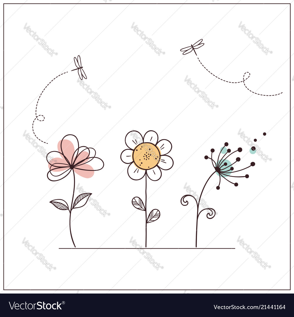 Stylized Doodle Flowers Royalty Free Vector Image