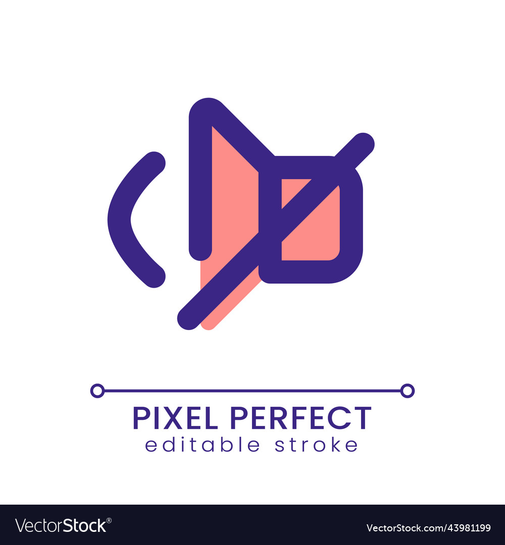 Mute Sound Pixel Perfect Rgb Color Ui Icon Vector Image