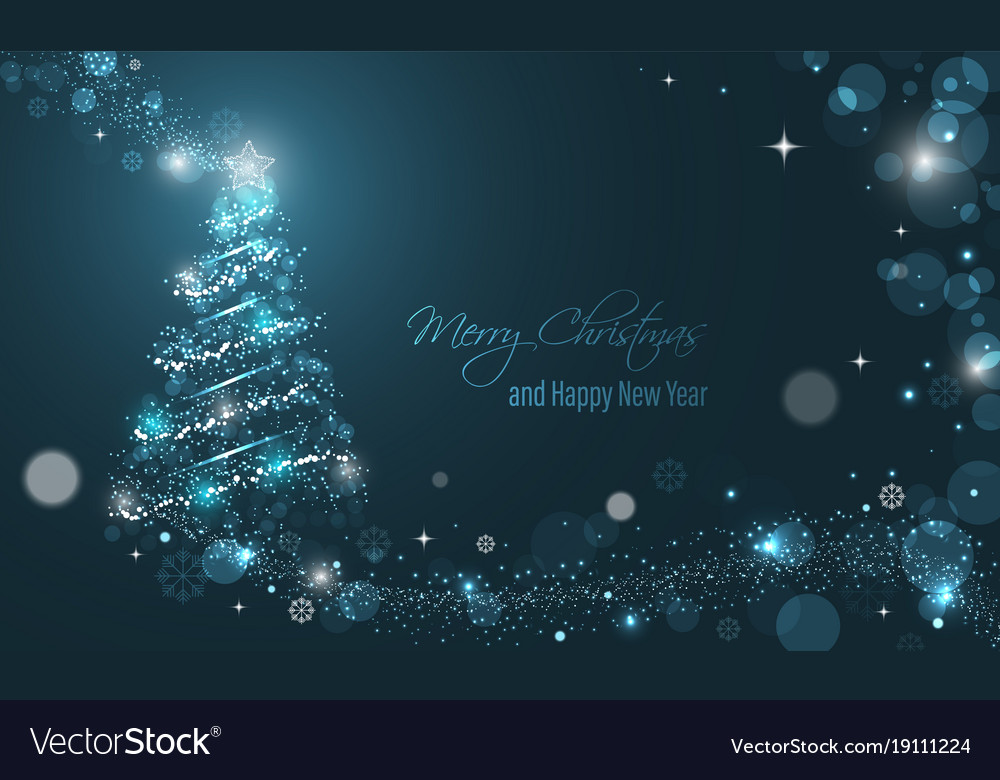 Iluminated Christmas Tree With Glitter Stars Vector Image