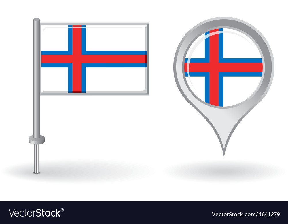 Faroe Islands Pin Icon And Map Pointer Flag Vector Image