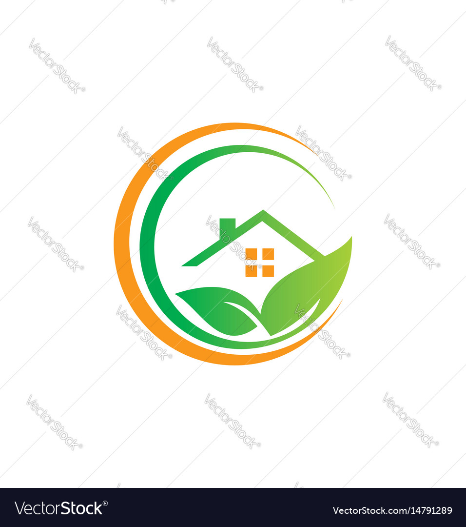 Home Green Leaf Nature Logo Royalty Free Vector Image