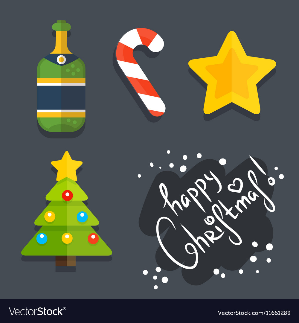 Set Of Christmas Icons In Flat Style Royalty Free Vector