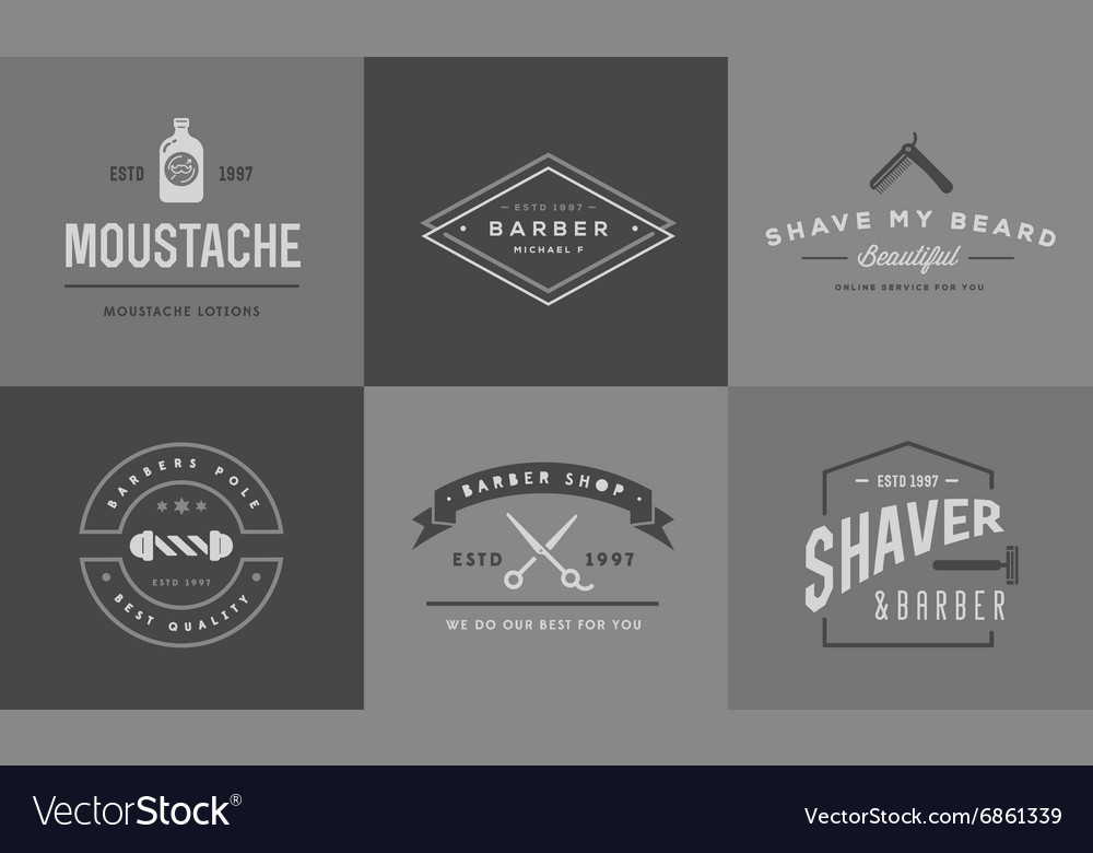 Set Of Barber Shop Elements And Shave Icons Vector Image