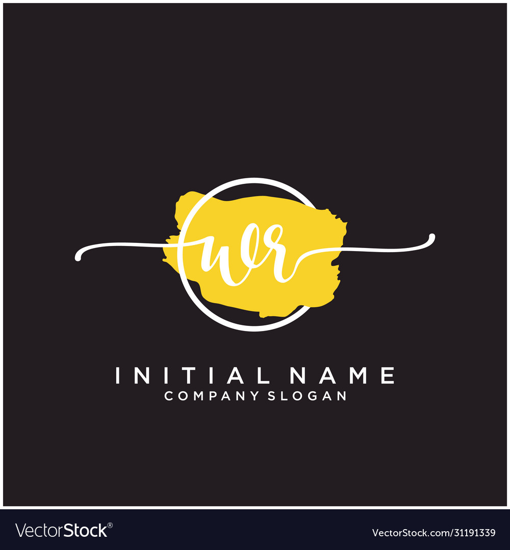 Wr Initial Handwriting Logo Design With Brush Vector Image