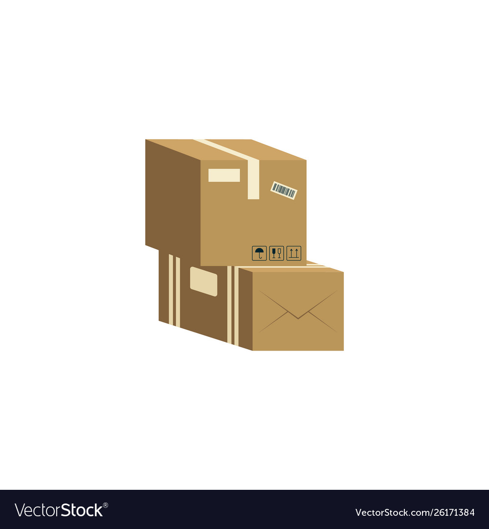 Two Brown Cardboard Boxes Stacked On Each Other Vector Image