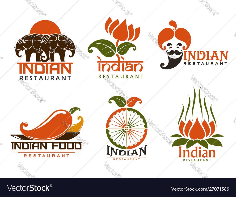 Indian Cuisine Icons And Symbols Royalty Free Vector Image