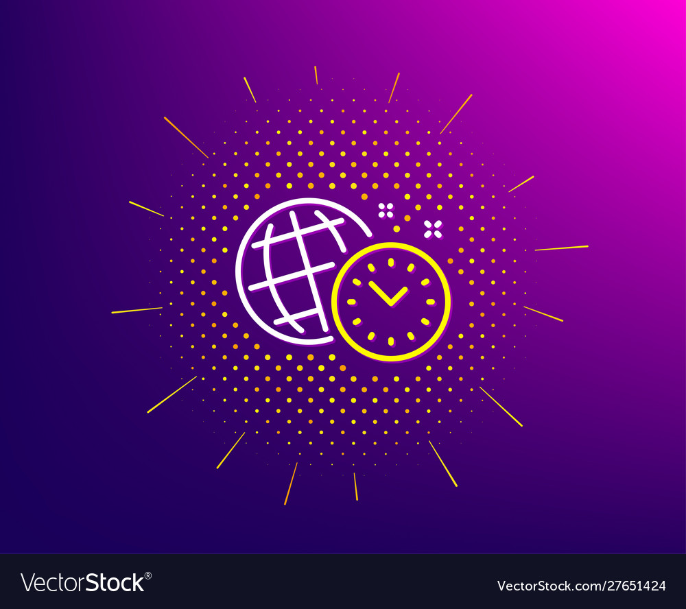 Time Management Line Icon World Clock Sign Watch Vector Image