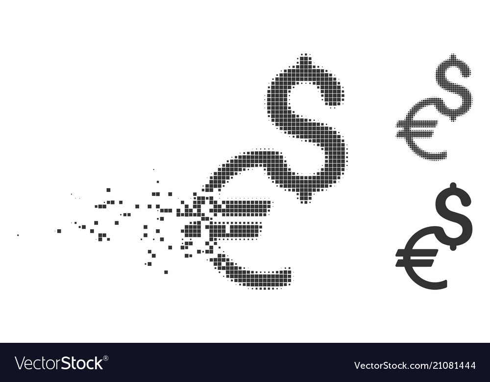 Currency Damaged Pixel Halftone Icon Royalty Free Vector